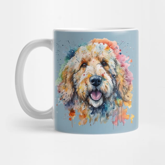 Goldendoodle Bright Watercolor Painting by nonbeenarydesigns